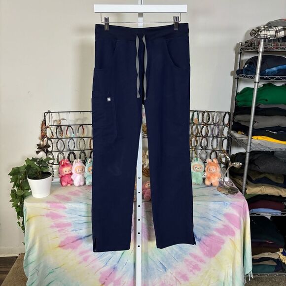 FIGS scrub pants women’s XS technical fabric navy blue pockets nurse - Picture 4 of 10